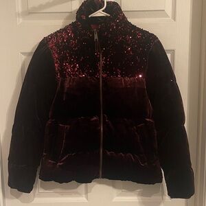 Maeve Anthropologie Vera Puffer Jacket Sequined Velvet like.New without tag.